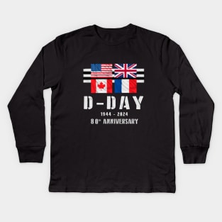 1944 D-Day 2024 80th Anniversary Normandy Kids Long Sleeve T-Shirt